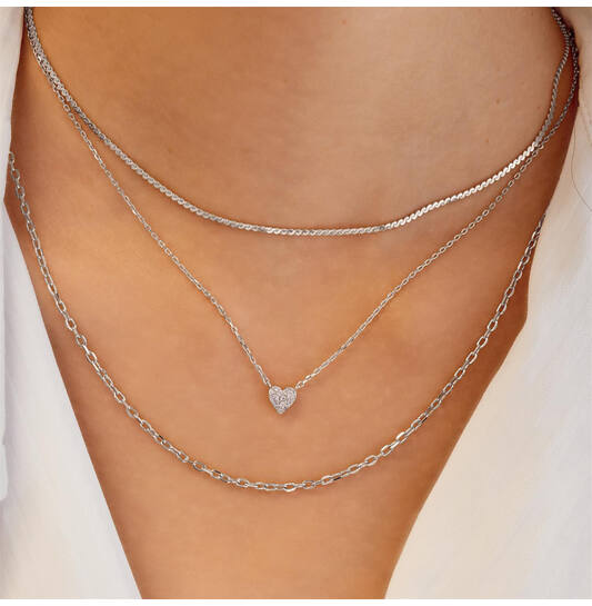  Starlit Drops - Link necklaces - Silver / Rhodium plated - Zirconia - 48cm